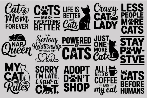 Funny Cat Quotes SVG Bundle for Cat Mom Crafters