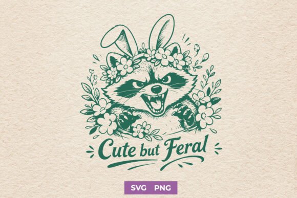 Funny Easter Raccoon SVG: Cute but Feral in Real Embroidery Use